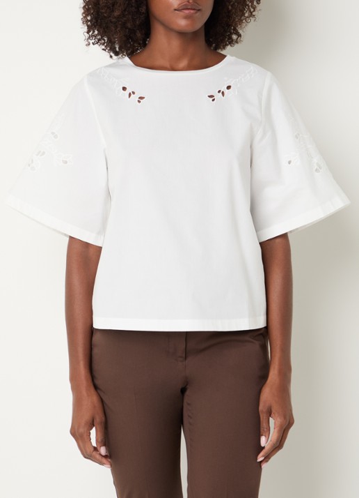 Max Mara Targa tuniek met broderie - detail 4 wit