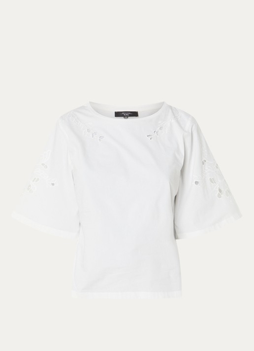 Max Mara Targa tuniek met broderie - voorkant 2 wit