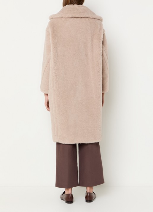 Max Mara Tedgirl mantel in alpaca wolblend met steekzakken - achterkant donkerbeige