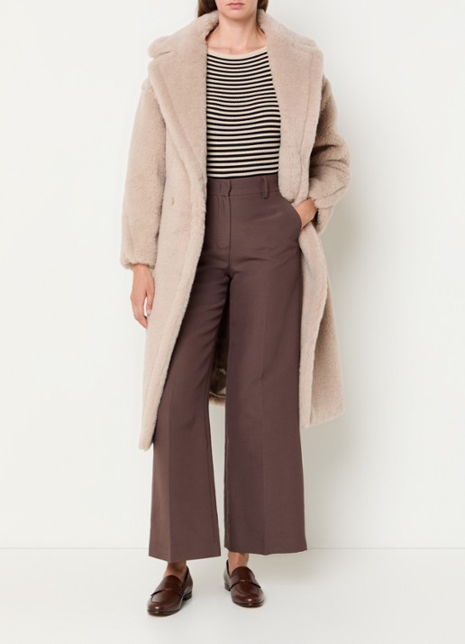 Max Mara Tedgirl mantel in alpaca wolblend met steekzakken - voorkant 4 donkerbeige