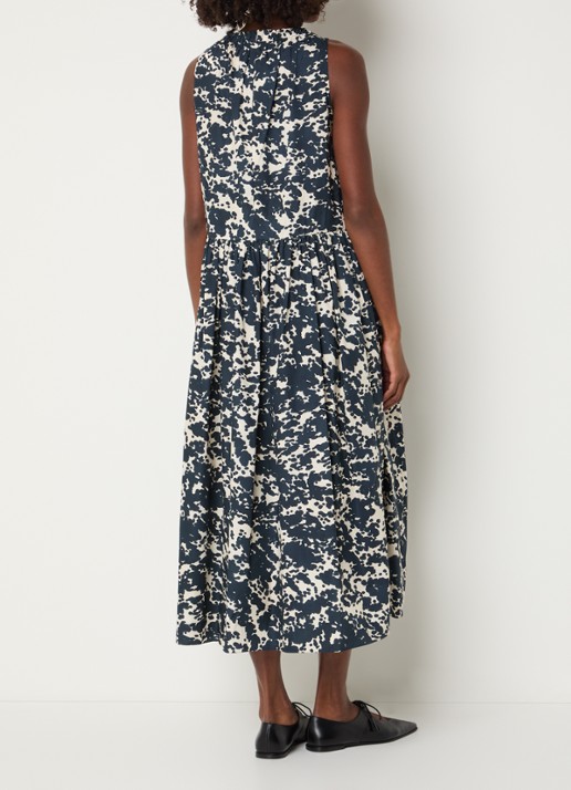 Max Mara Teresa midi jurk met print - achterkant donkerblauw