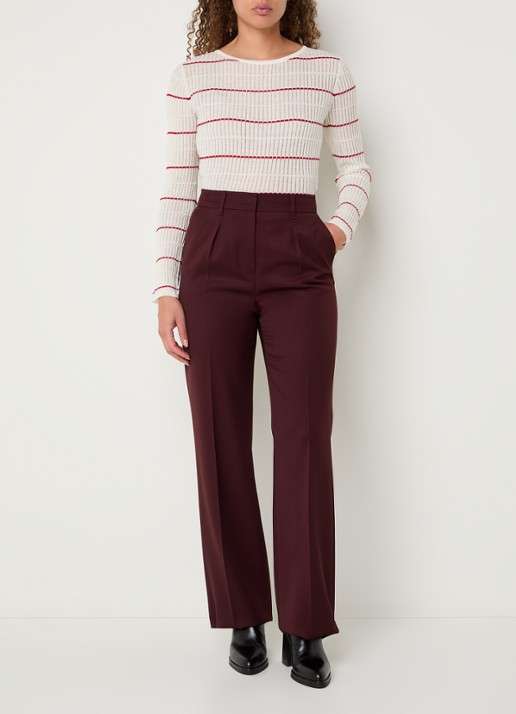 Max Mara Top in zijdeblend met streepprint - voorkant 4 ivoor