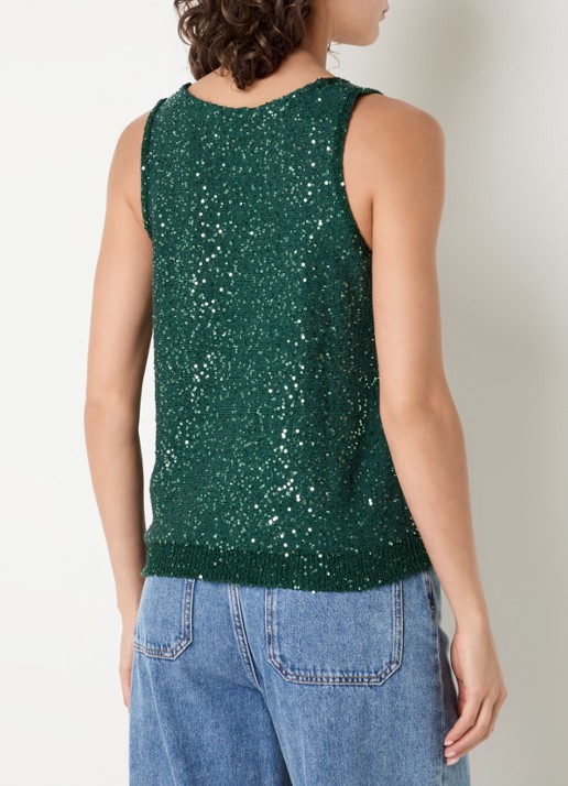Max Mara Top met pailletten - achterkant groen