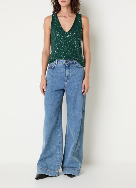 Max Mara Top met pailletten - voorkant 4 groen