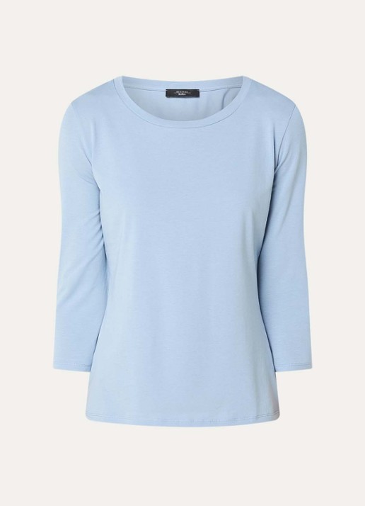 Max Mara Top met ronde hals - voorkant 2 lichtblauw