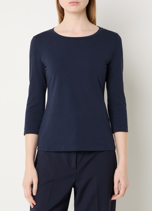 Max Mara Top met ronde hals - detail 3 donkerblauw