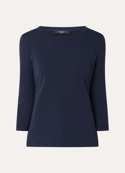 Max Mara Top met ronde hals - voorkant donkerblauw
