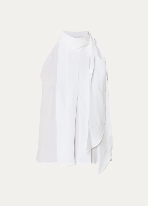 Max Mara Top met sjaalkraag - voorkant 3 gebroken wit