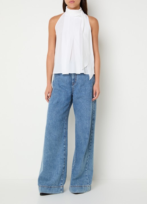 Max Mara Top met sjaalkraag - voorkant 4 gebroken wit