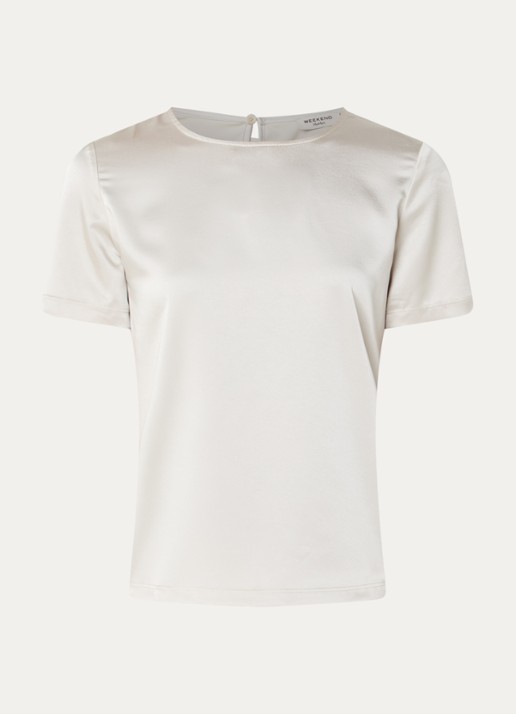Max Mara Top van satijn - voorkant gebroken wit