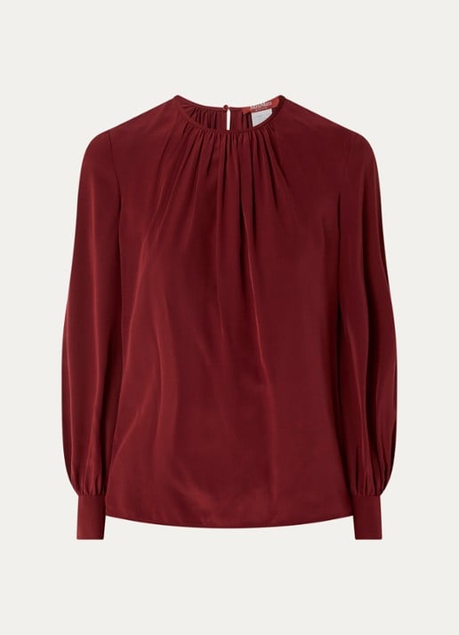 Max Mara Top van zijde - voorkant 2 bordeauxrood