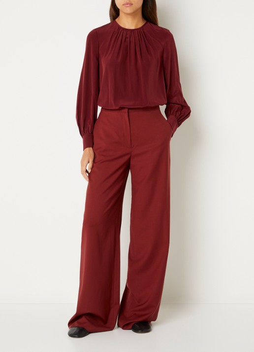 Max Mara Top van zijde - voorkant 3 bordeauxrood