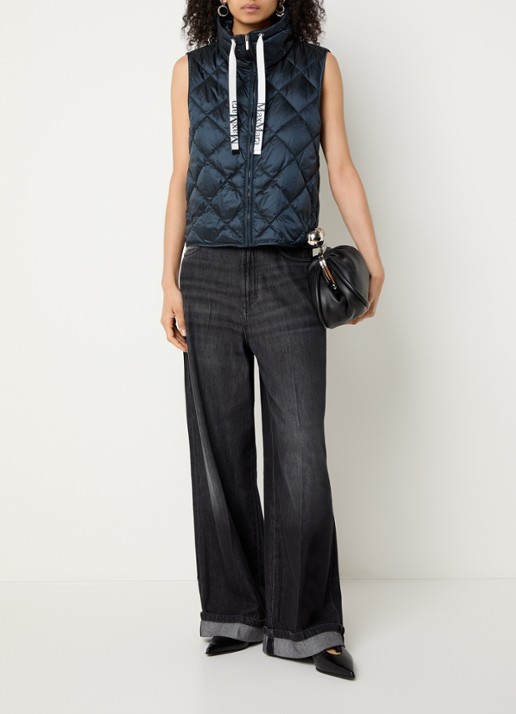 Max Mara Tregic gewatteerde bodywarmer met quilt patroon - voorkant 3 donkerblauw