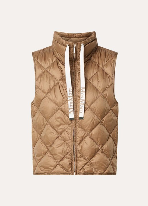 Max Mara Tregic gewatteerde bodywarmer met quilt patroon - voorkant 3 lichtbruin