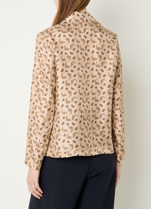 Max Mara Udente blouse van zijde met paisley dessin - achterkant beige