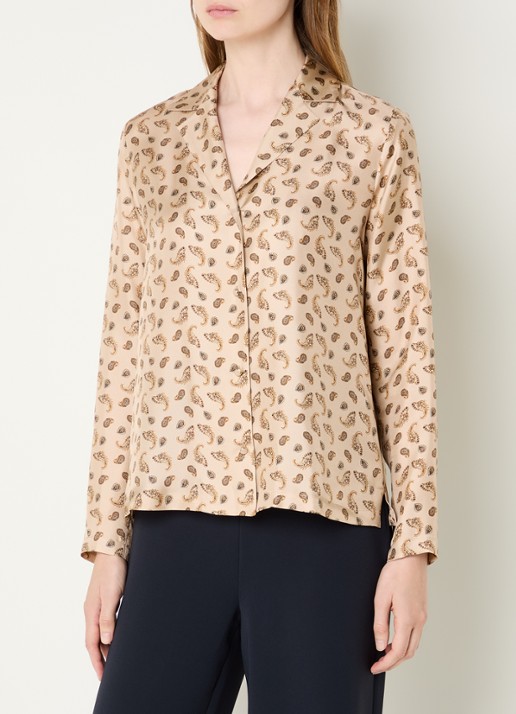 Max Mara Udente blouse van zijde met paisley dessin - detail 4 beige