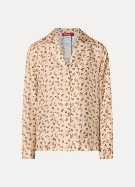 Max Mara Udente blouse van zijde met paisley dessin - voorkant 2 beige
