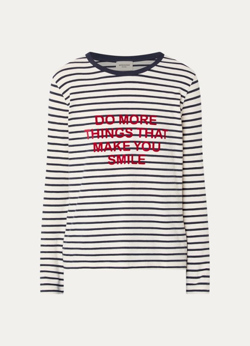 Max Mara Vicino longsleeve met streepprint - voorkant gebroken wit