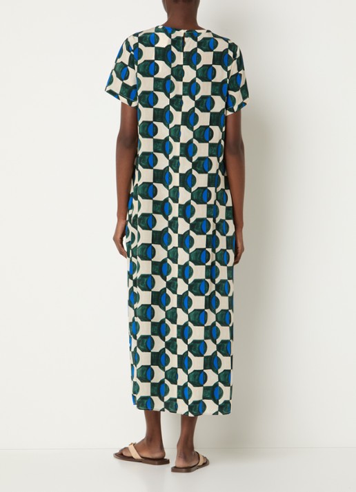 Max Mara Vinci midi jurk van zijde met print - achterkant groen