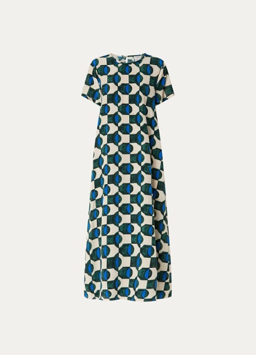 Max Mara Vinci midi jurk van zijde met print - voorkant 3 groen