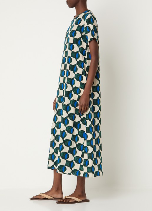 Max Mara Vinci midi jurk van zijde met print - voorkant 4 groen