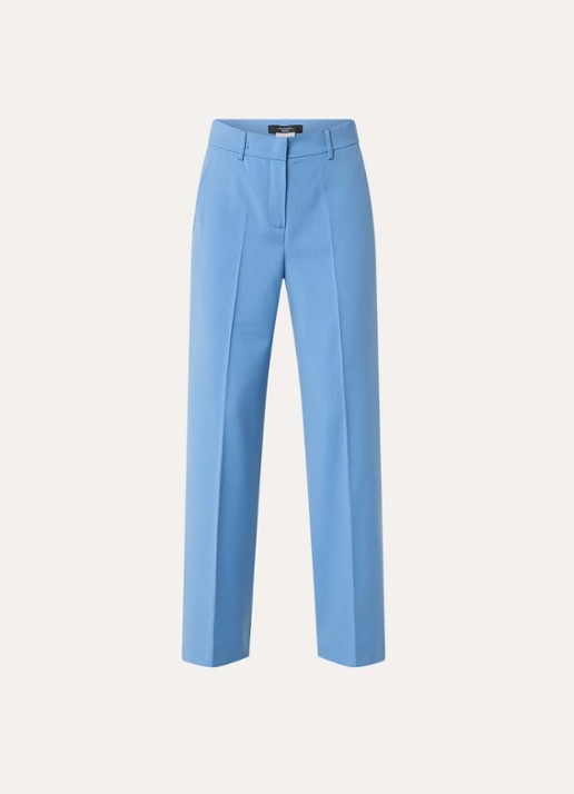 Max Mara Visivo high waist straight fit pantalon van scheerwol - voorkant 3 lichtblauw