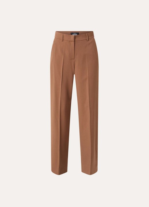 Max Mara Visivo high waist straight fit pantalon van scheerwol - voorkant 3 bruin