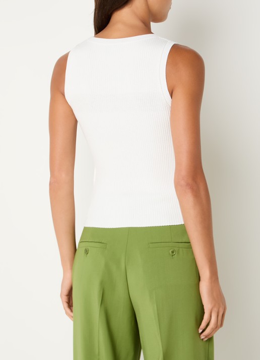 Max Mara Visivo high waist straight fit pantalon van scheerwol - achterkant 3 groen
