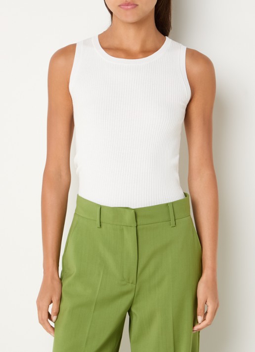 Max Mara Visivo high waist straight fit pantalon van scheerwol - detail 2 groen
