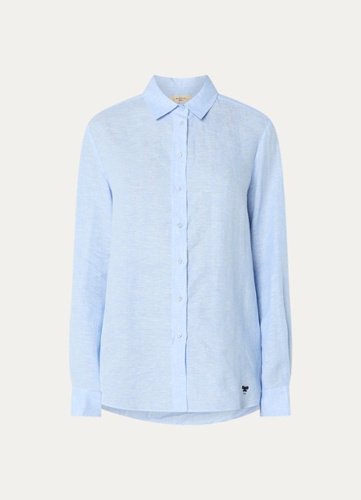 Max Mara Werner blouse van linnen - voorkant 3 lichtblauw
