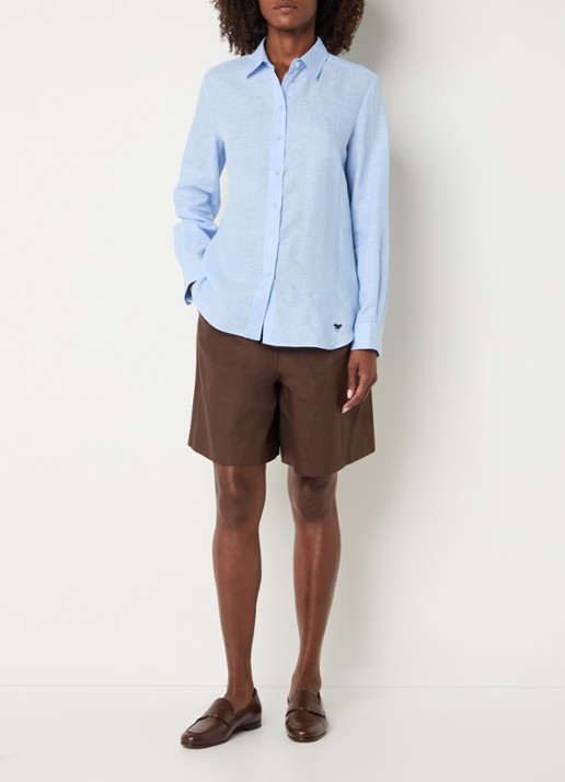 Max Mara Werner blouse van linnen - voorkant 4 lichtblauw