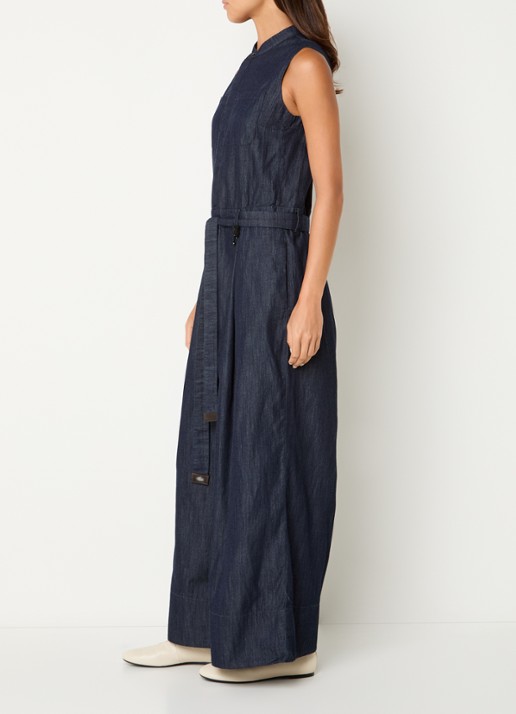 Max Mara Wide fit jumpsuit met steekzakken - voorkant 2 indigo