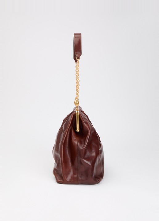 Max Mara Wkamirte schoudertas van leer met afneembare schouderriem - detail 3 roestbruin
