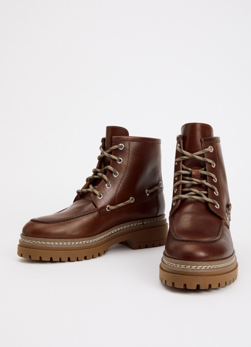 Max Mara Wkapantone veterboot van leer - detail 2 roodbruin