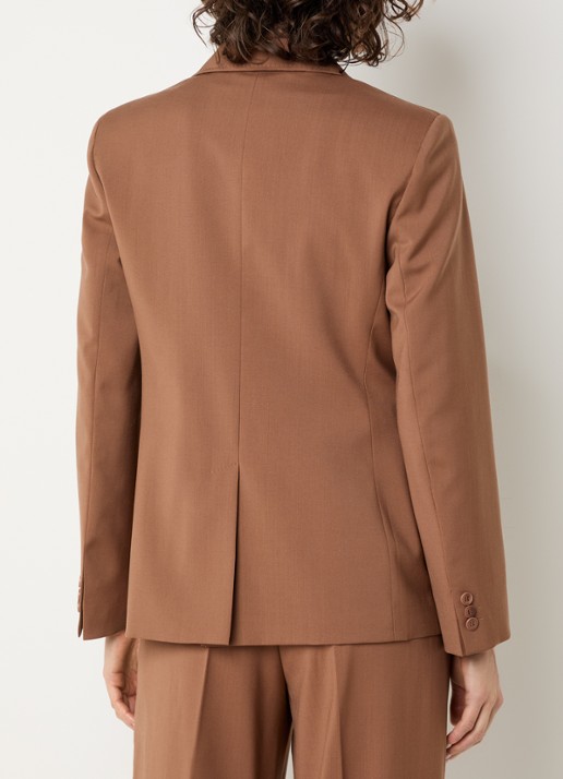 Max Mara Zinnia double-breasted blazer van scheerwol met opgestikte zakken - achterkant cognac