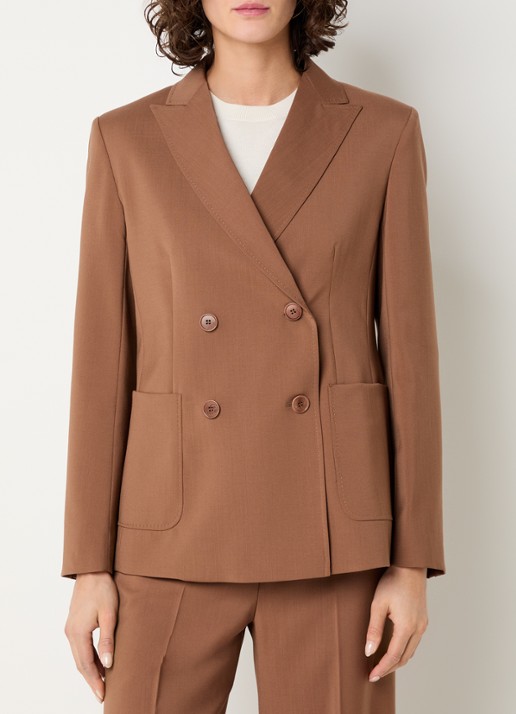 Max Mara Zinnia double-breasted blazer van scheerwol met opgestikte zakken - detail 2 cognac