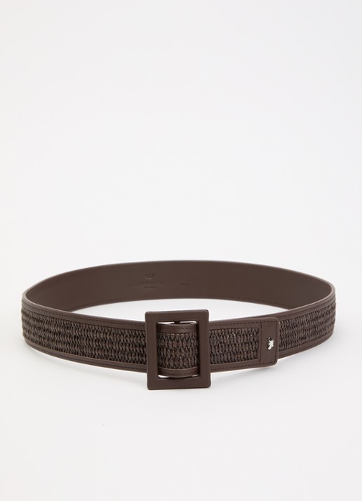 MaxMara Abocca riem met structuur - voorkant 2 donkerbruin
