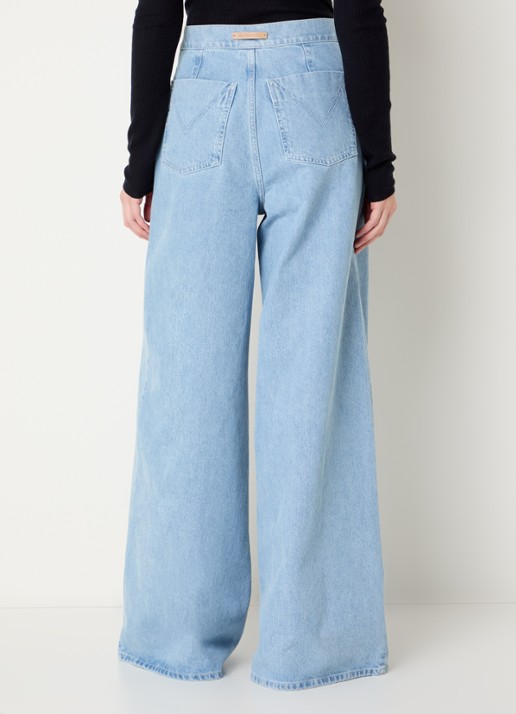 MaxMara Affari high waist wide leg jeans met lichte wassing - achterkant 5 indigo