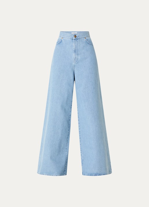 MaxMara Affari high waist wide leg jeans met lichte wassing - voorkant indigo