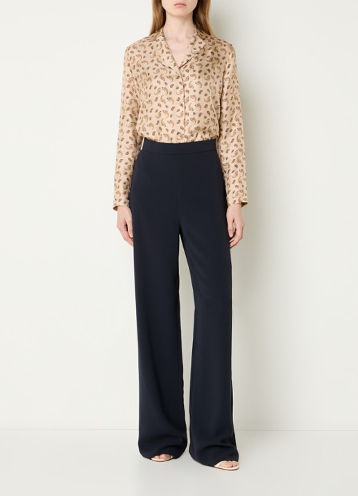 MaxMara Alaggio high waist loose fit pantalon - voorkant 4 donkerblauw