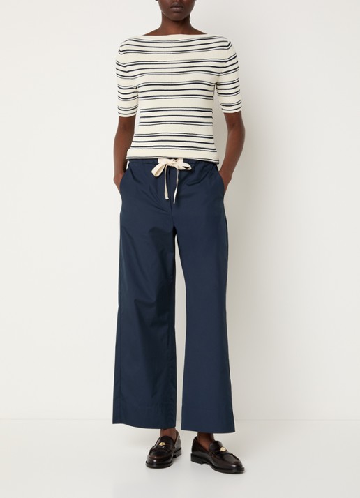MaxMara Argento high waist straight fit pantalon met steekzakken - voorkant 3 donkerblauw