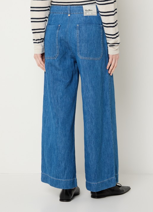 MaxMara Astice high waist wide leg jeans in linnenblend - achterkant 2 indigo