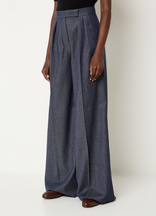 MaxMara Baden high waist wide fit pantalon van scheerwol met steekzakken