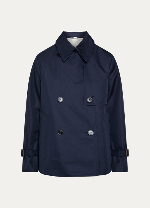 MaxMara Biglia double-breasted trenchcoat met split - voorkant 2 donkerblauw