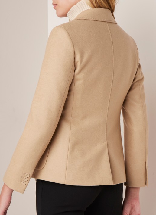MaxMara Blazer van wol met sierstiksels - achterkant camel