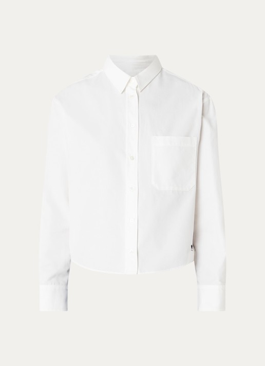 MaxMara Blouse met borstzak - voorkant wit