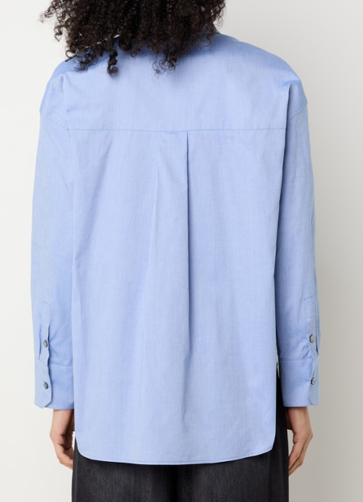 MaxMara Blouse met kraag - achterkant staalblauw