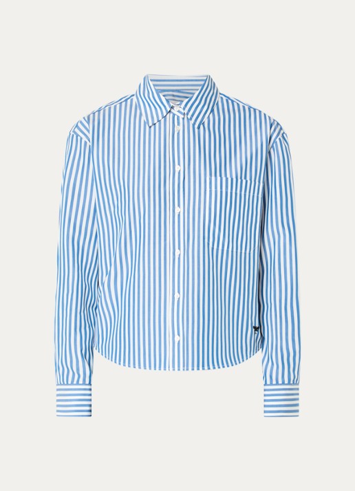 MaxMara Blouse met streepprint - voorkant 3 blauw