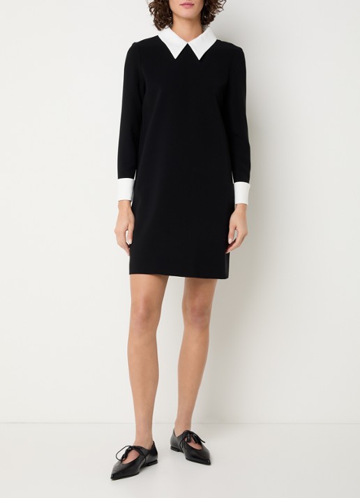 MaxMara Bravo midi jurk met kraag - voorkant 4 zwart