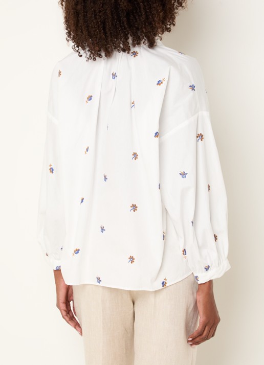 MaxMara Butterfly blouse met bloemborduring - achterkant 3 wit
